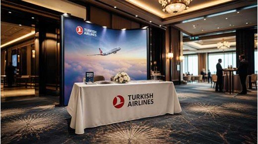 Kurumsal fuar için logo baskılı masa örtüsü